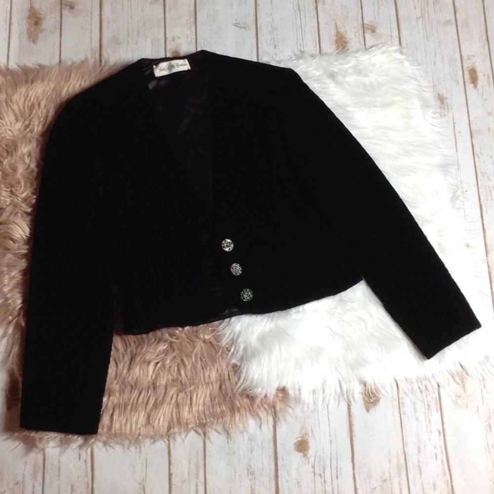 Vintage Saks Fifth Avenue Black Velvet Blazer Size S Quilted Vintage Blazer
